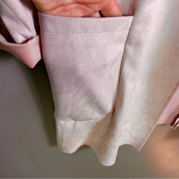 Joan Vas faux suede jacket 2X blush pink longline cascade cardigan capsule - Picture 5 of 8